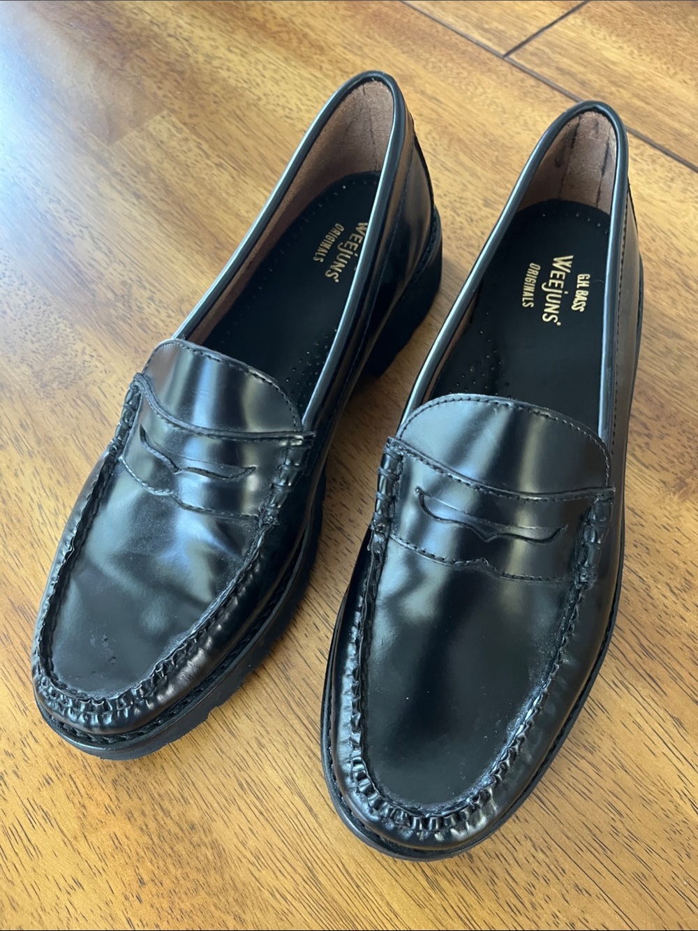 Black Leather Penny Loafers - Classic Women’s flat